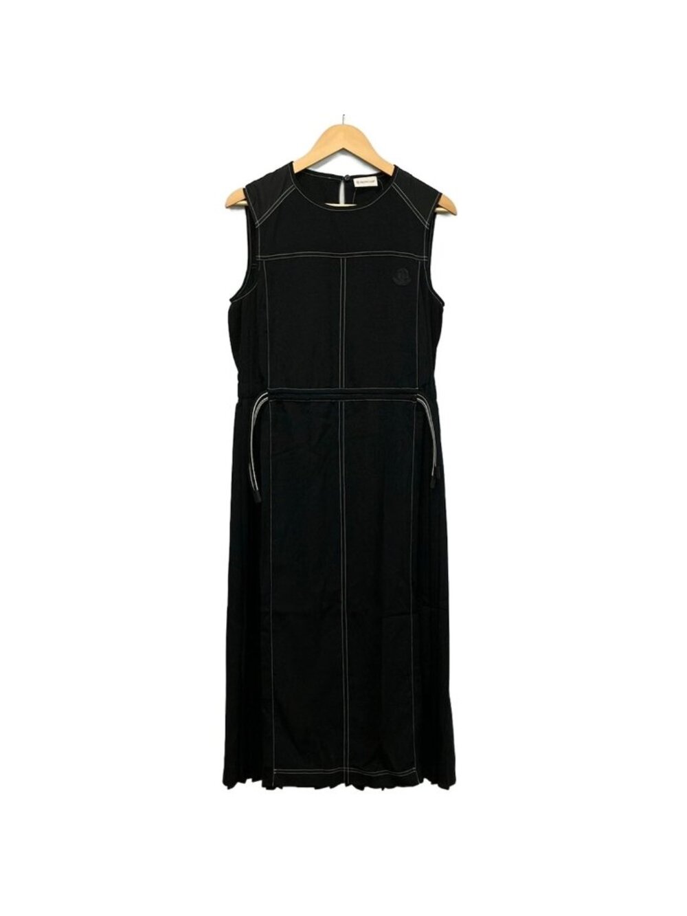 Moncler Dress L Black Sleeveless Pleats